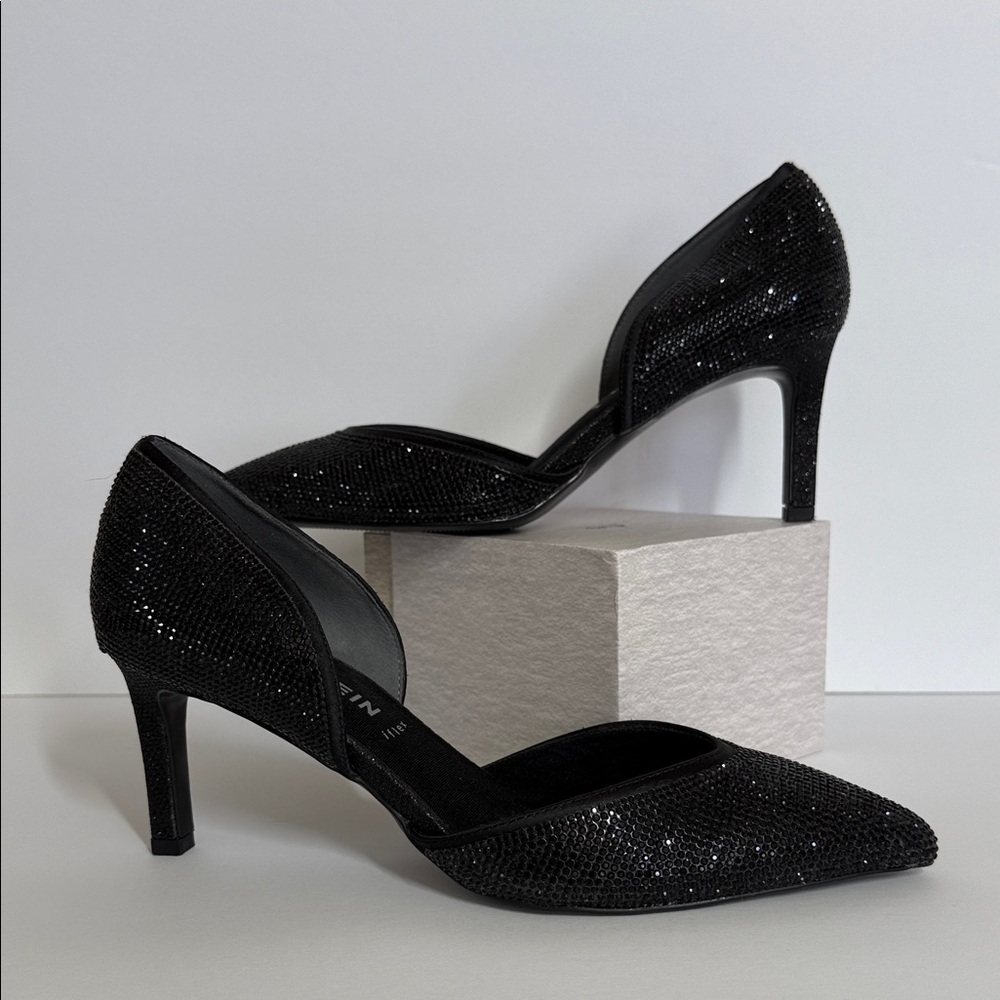 Anne Klein Flex Style Black‎ Glitter Heels Super Comfy Witchy Formal Cocktail